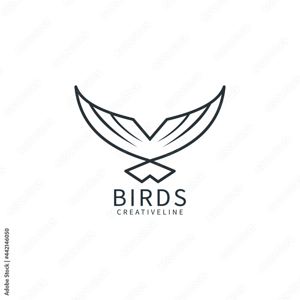 Bird line logo design template, icon illustration Bird line logo design template, icon illustration