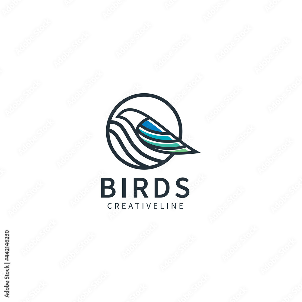 Fototapeta premium Bird line logo design template, icon illustration