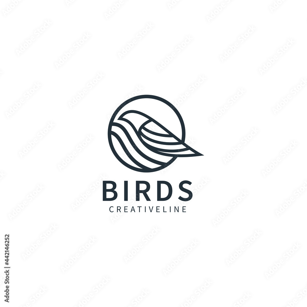 Bird line logo design template, icon illustration Bird line logo design template, icon illustration