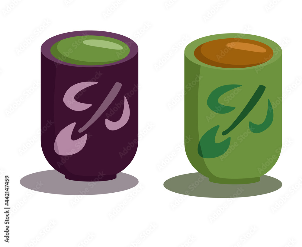 Fototapeta premium Chinese cups with green and black tea