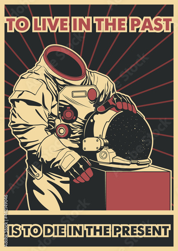 Astronaut Vector Illustration, Space Suit and Motivational Quote 