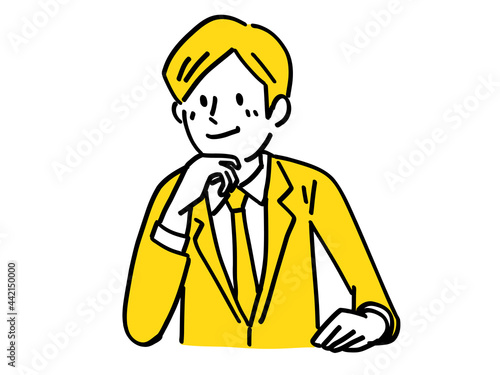 肘を突く キメ顔 カッコイイ 男性 シンプル イラスト