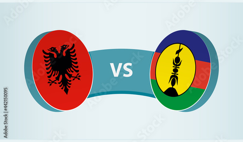 Albania versus New Caledonia, team sports competition concept.