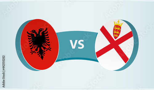 Albania versus Jersey, team sports competition concept.
