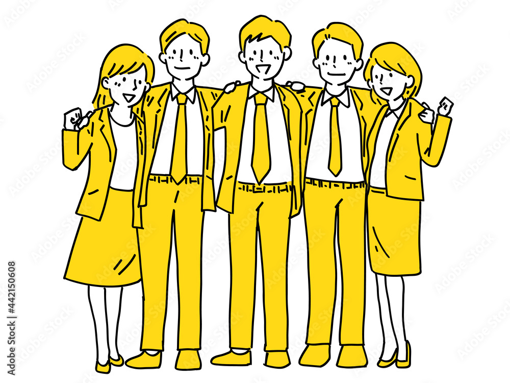 スタートアップ 肩組み 集合 組織 チーム 女性 男性 シンプル イラスト Stock ベクター Adobe Stock