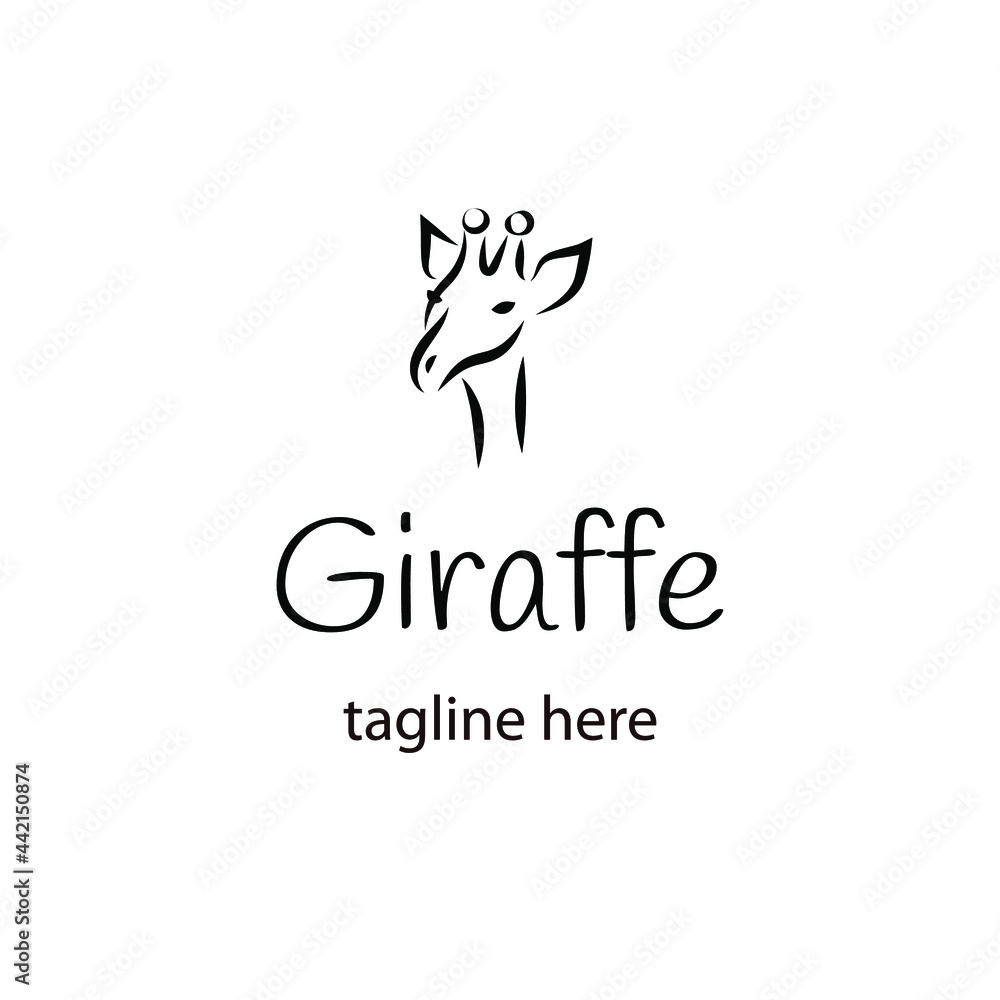 The giraffe's animal logo. Isolated vector illustration. Simple silhouette of a giraffe. Giraffe head The giraffe's animal logo. Isolated vector illustration. Simple silhouette of a giraffe. Giraffe head