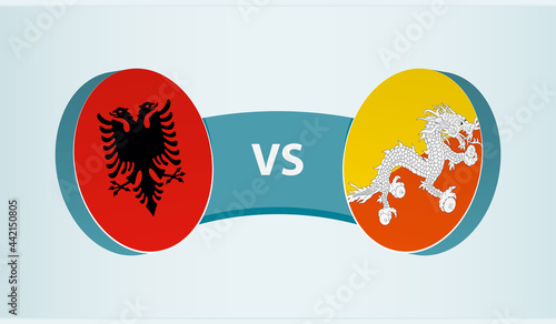 Albania versus Bhutan, team sports competition concept.
