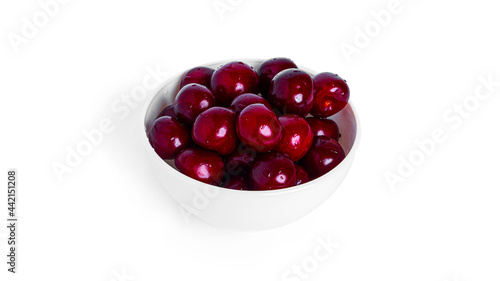 Cherry isolated on a white background. Sweet cherry berries on a white background. Red berries are isolated.