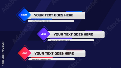 Lower third design template. Set of TV banners and bars for news and sport channel, streaming and broadcasting. Vector illustration.