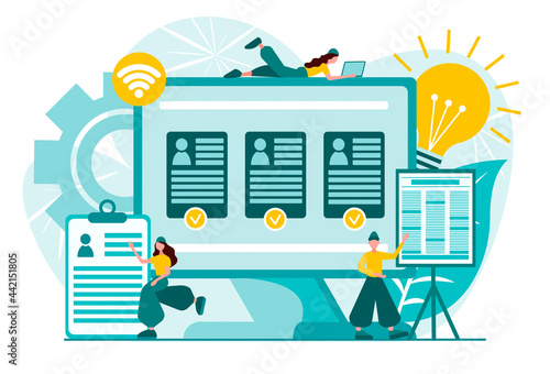 Tiny people teamwork recruiting