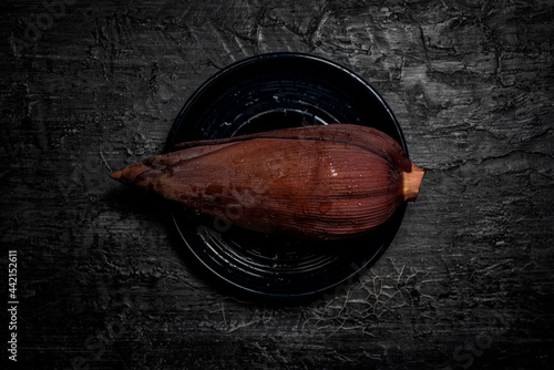 banana blossom on a plate