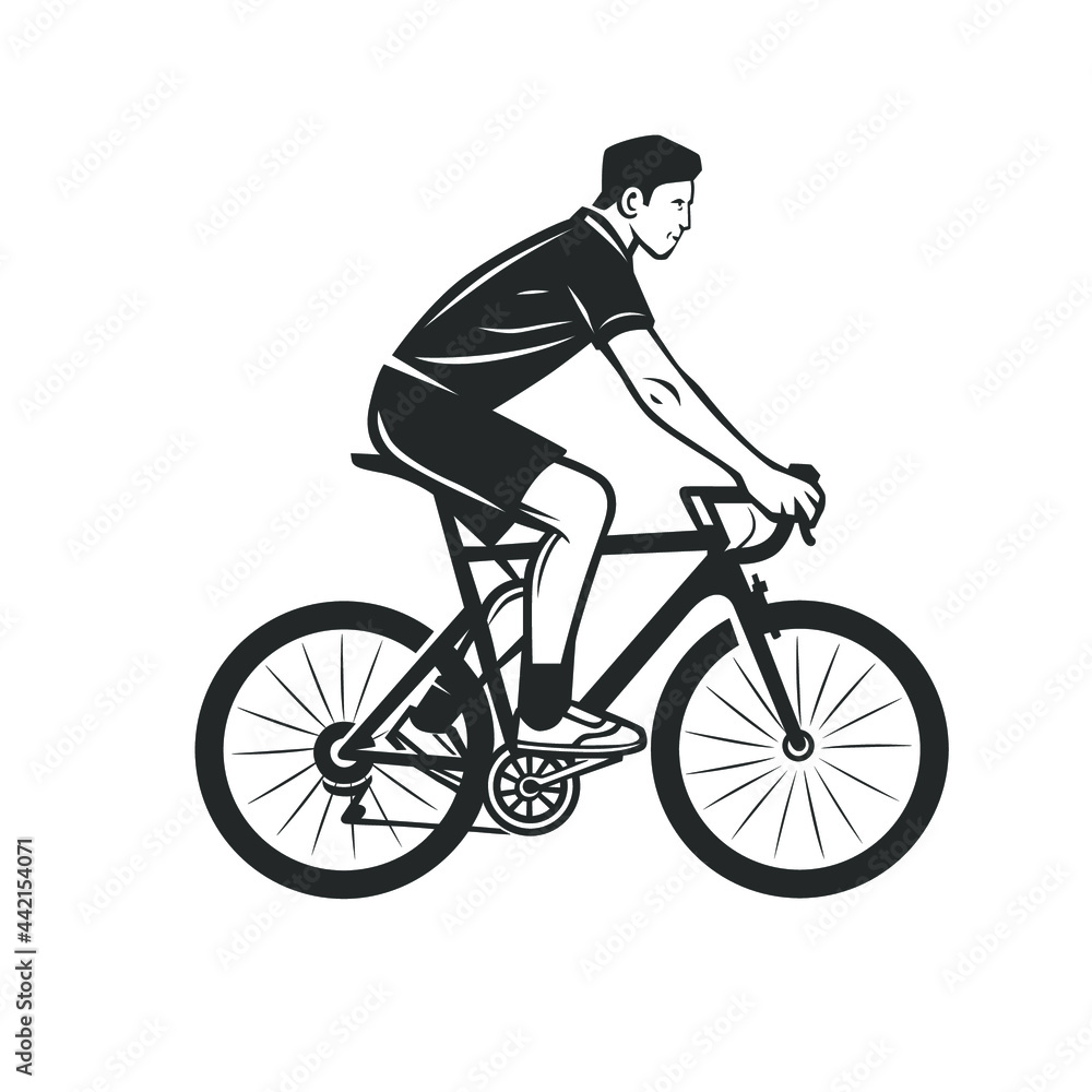 Naklejka premium Cyclist. Bike illustration.