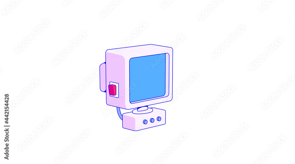 An old-school stylish monitor. Isolated vector image in eps format. An old-school stylish monitor. Isolated vector image in eps format.