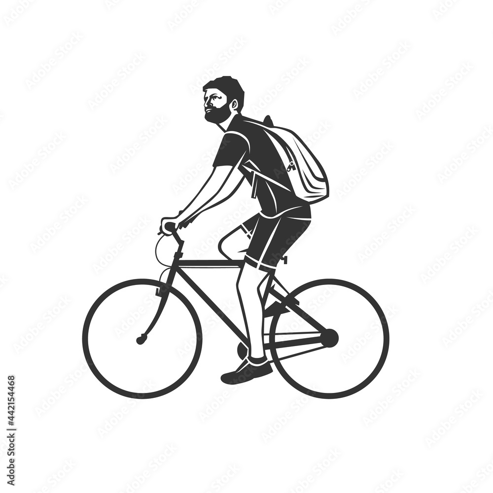 Naklejka premium Cyclist. Bike illustration.