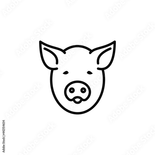 Pig Line Icon In A Simple Style. Vector sign in a simple style isolated on a white background. 64x64 pixel.