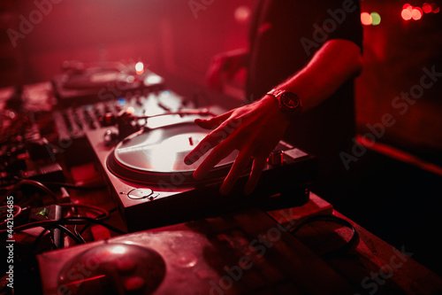 DJ mixing music during party in club