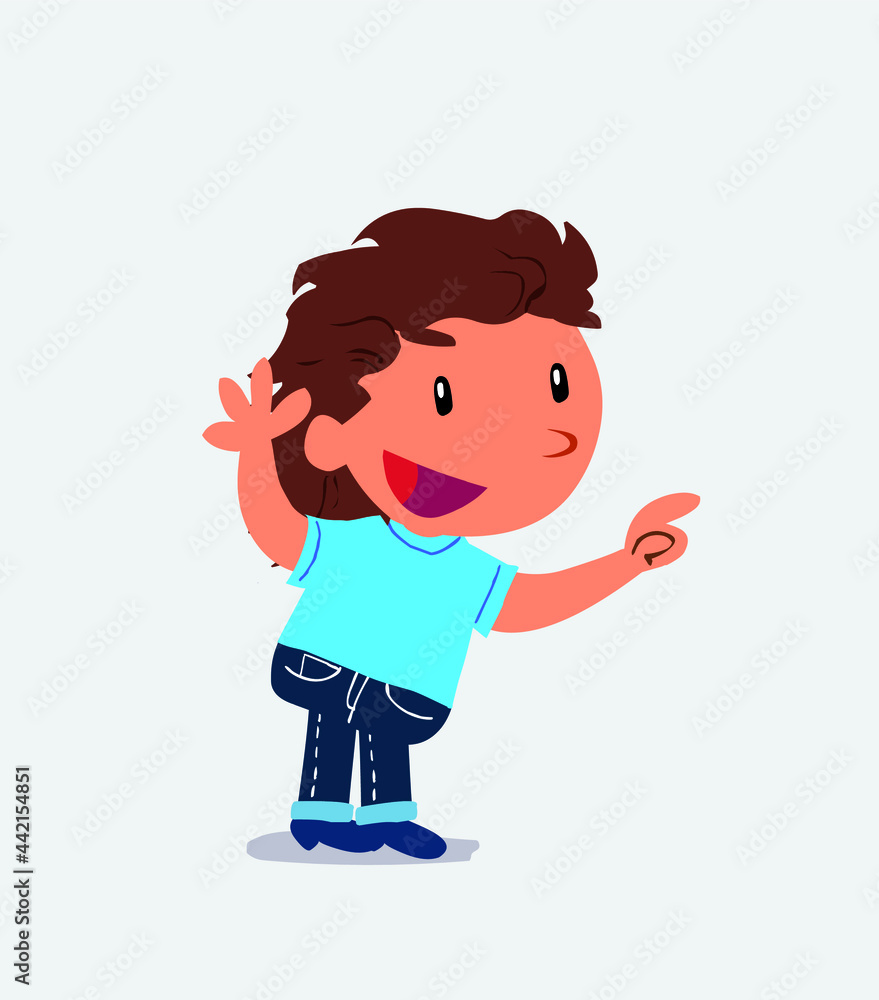 cartoon character of little girl on jeans pointing while arguing