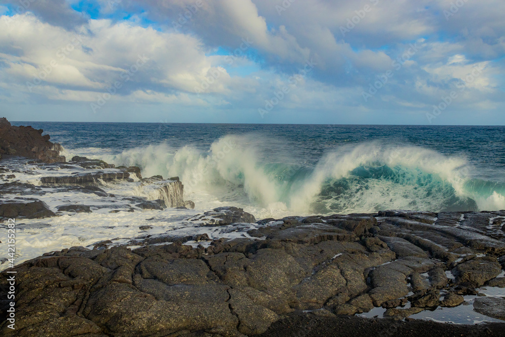 Big waves on the rocky coast. Big island. Hawaii Big waves on the rocky coast. Big island. Hawaii