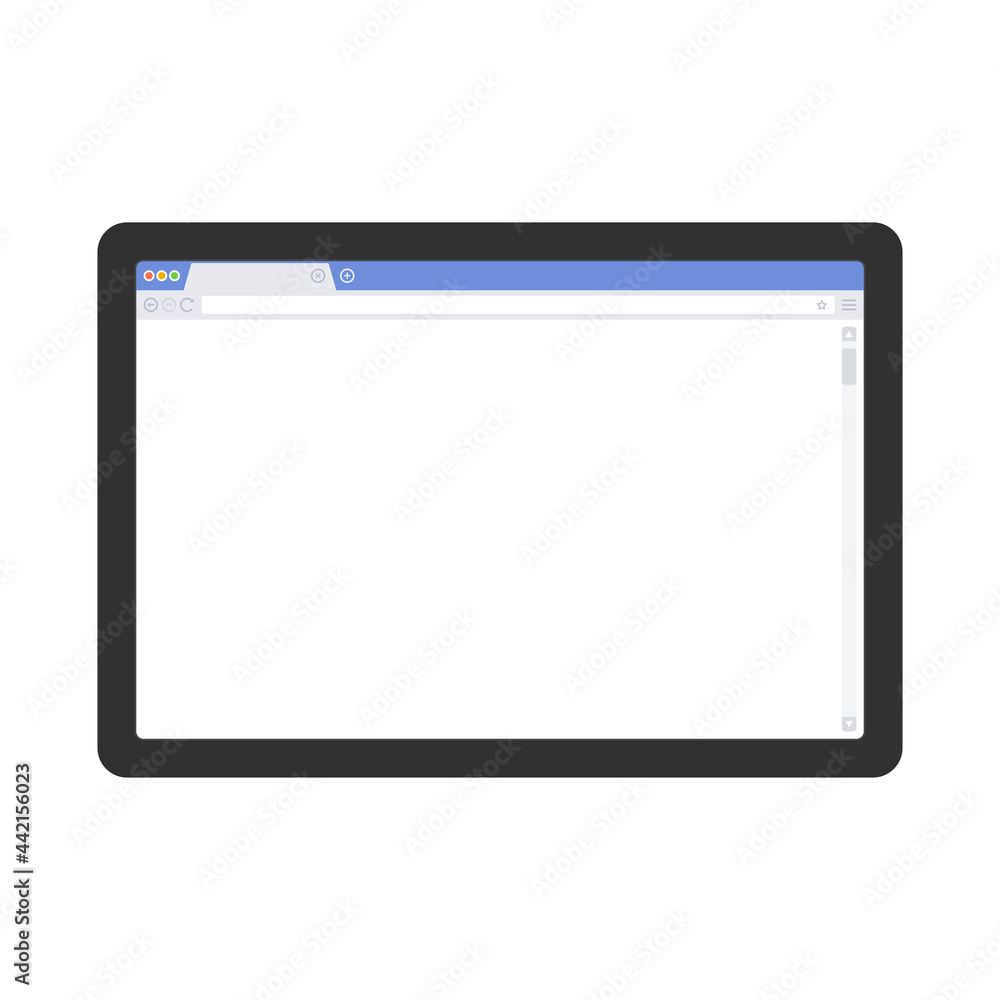 Tablet mockup with blank web browser window. Realistic black tablet with empty Browser on the screen isolated on light background. Vector illustration EPS 10. Tablet mockup with blank web browser window. Realistic black tablet with empty Browser on the screen isolated on light background. Vector illustration EPS 10.