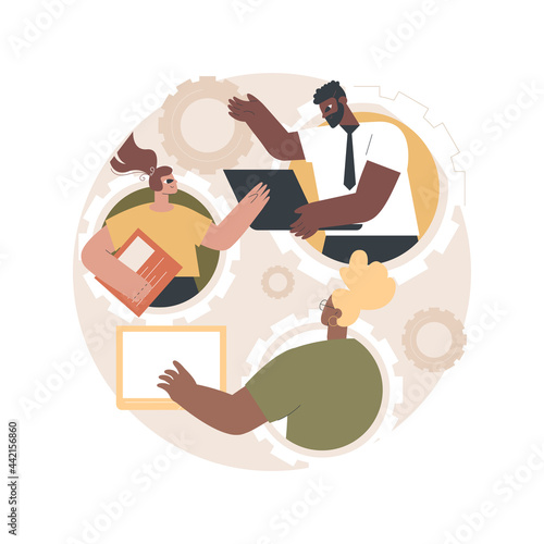 Cooperation abstract concept vector illustration. Online collaboration, team communication, cooperative business, coop model, partnership, cooperation process, working together abstract metaphor.