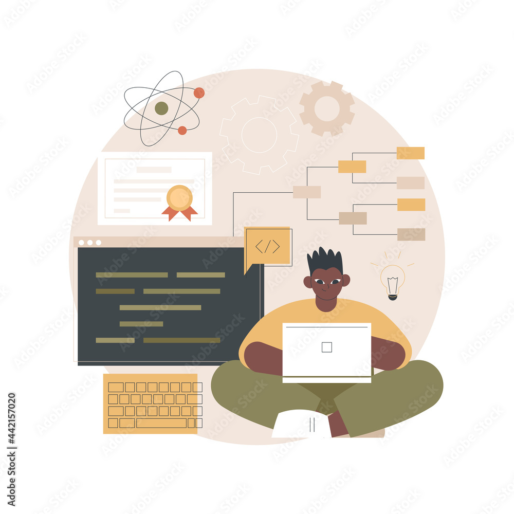Stem Engineering Animation STEM education abstract concept vector illustration. STEM integration ...