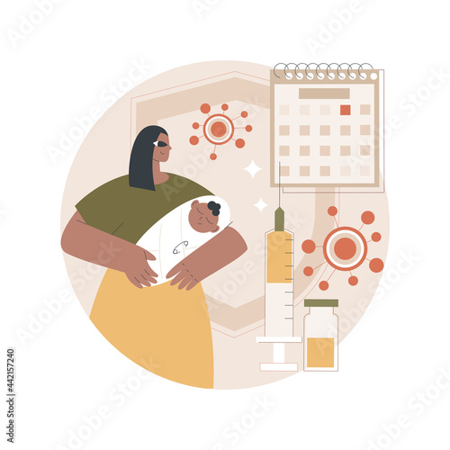 Infant and child vaccination abstract concept vector illustration. Infant, baby and child vaccine, newborn vaccination schedule, protection from childhood infectious diseases abstract metaphor.