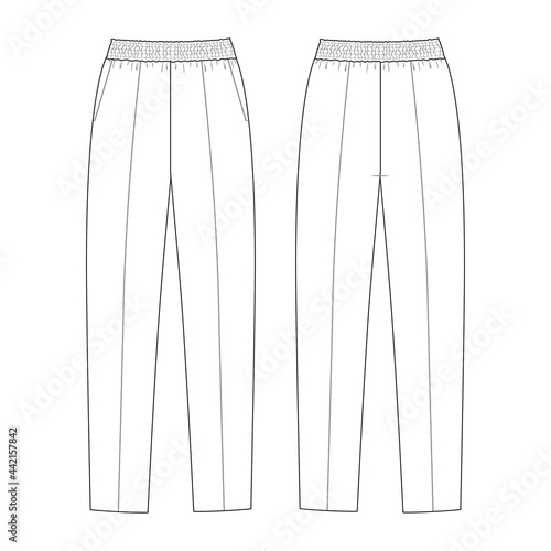 Fashion technical drawing of elasticated pants