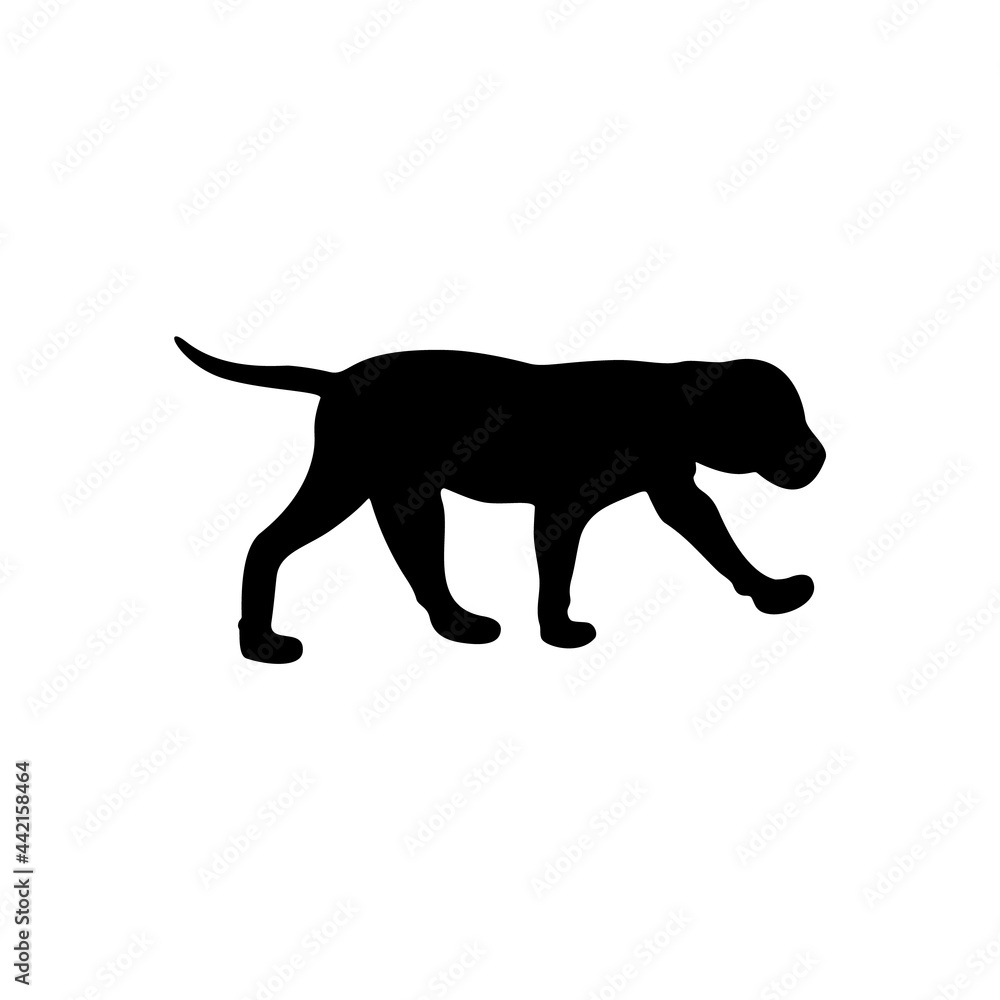Naklejka premium Silhouette of a domestic dog on a white background.