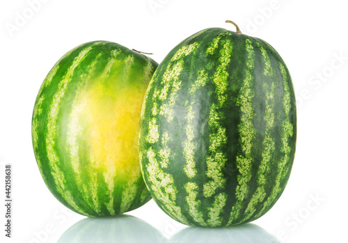 Two beautiful fresh tasty watermelons isolated on white