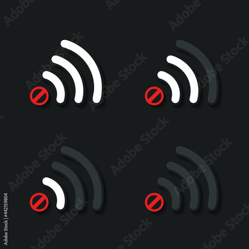 No signal. No wifi. No internet connection. Error connection. Isolated on dark background. Illustration vector