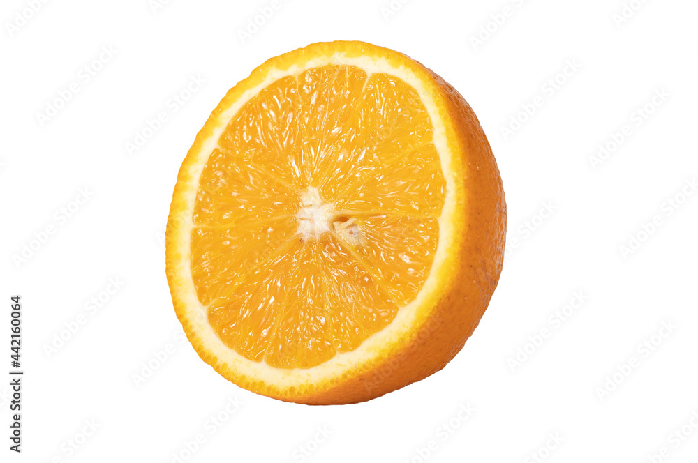 Orange half isolated on white background. Orange on white. Orange with clipping path Orange half isolated on white background. Orange on white. Orange with clipping path