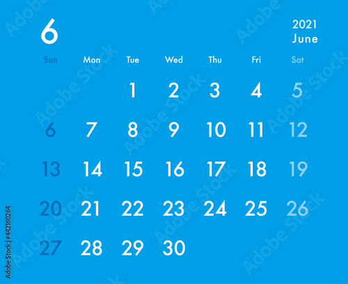 calendar June 2021 blue