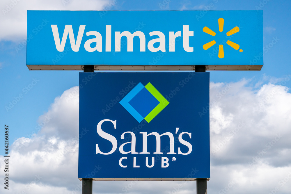 Walmart and Sam's Club Retail Exterior Sign and Trademark Logo Stock Photo  | Adobe Stock