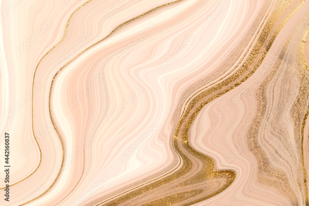Marble light beige stone texture imitation. Light wall background with gold vein. Marble light beige stone texture imitation. Light wall background with gold vein.