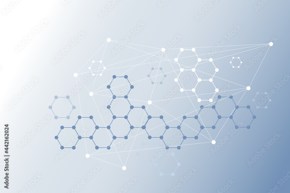 Science background with hexagonal objects. Modern abstract background ...