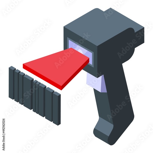 Product scanner icon isometric vector. Barcode scanner. Supermarket code scan