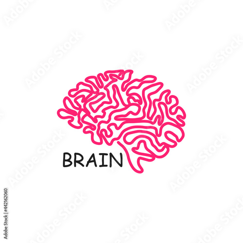Human brain vector icon illustration isolated on white background. Innovation symbol, idea, thoughts, thinking, solution, education concept