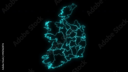 Animated Outline Map of Ireland with Counties photo