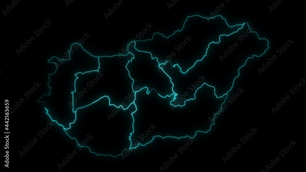 Animated Outline Map of Hungary with Regions Animated Outline Map of Hungary with Regions