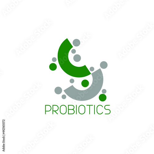 Probiotics logo. Bacteria logo. Concept of healthy nutrition ingredient for therapeutic purposes. Simple flat style trend modern logotype graphic design isolated