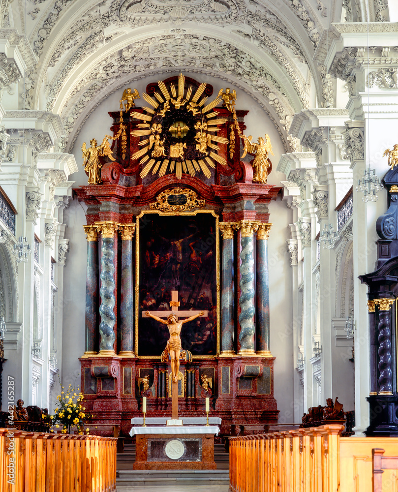 Innenansicht von Schlosskirche, Friedrichshafen, Deutschland, Bodensee-Region, Baden-Württemberg