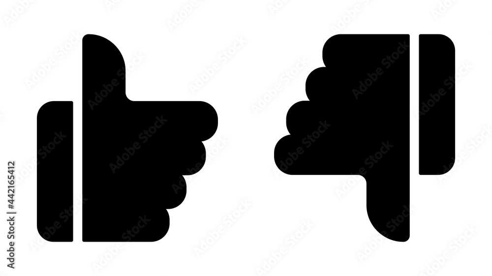 Like and dislike icons, thumb up and thumb down. Vector illustration Like and dislike icons, thumb up and thumb down. Vector illustration