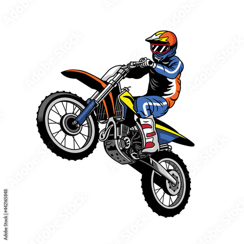 Fotografia Jumping Racer Riding The Motocross