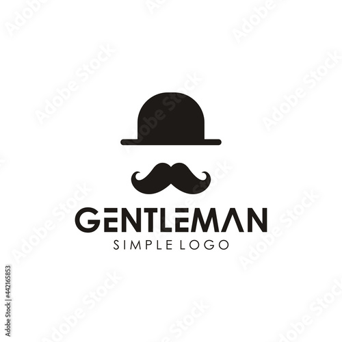 hat and mustache for gentleman logo design