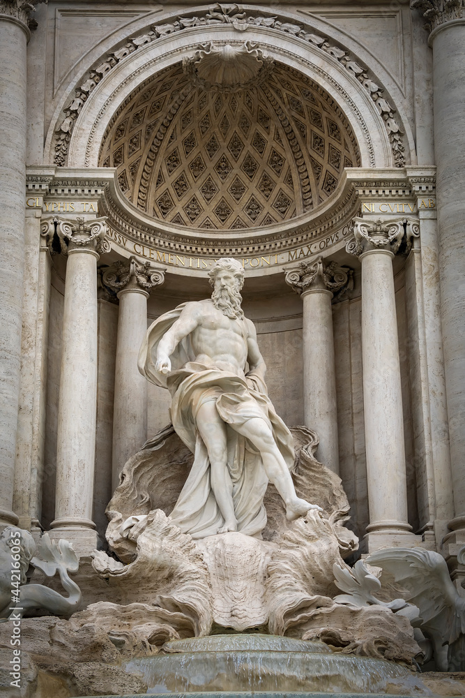 Oceanus statue in the Trevi Fountain, Rome, Italy