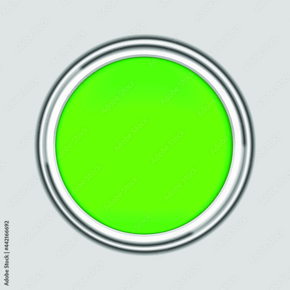 button green metal frame isolated on a gray background button green metal frame isolated on a gray background