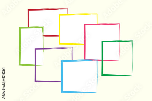 Multicolor hand drawn doodle frames set for decoration purposes