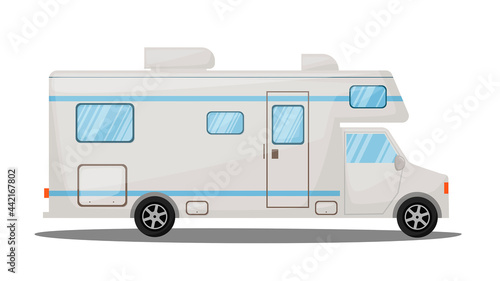 Tourism transport recreational vehicle, mobile home, transportation Travel car icons. Isolated  camping trailer, automobile vector illustration 