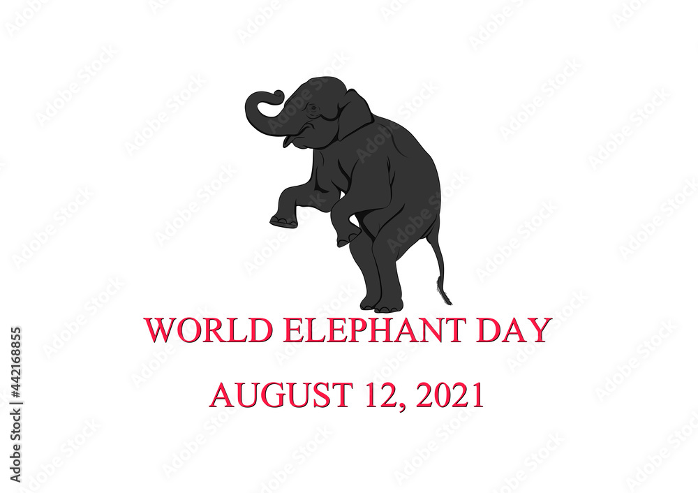 graphics drawing elephant Asian concept world elephant day, isolated white background vector Illustration