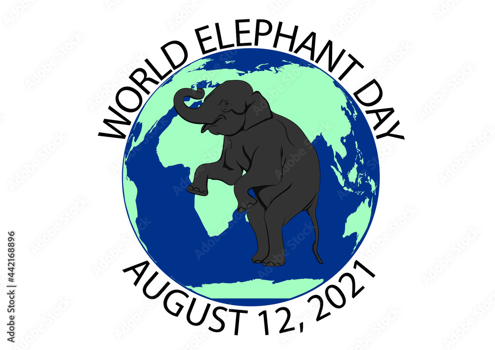 graphics drawing elephant Asian concept world elephant day, isolated white background vector Illustration